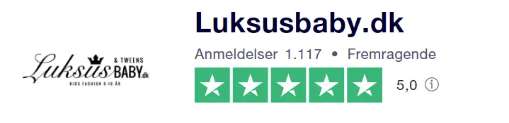 Trustpilot anmeldelse for Luksusbaby.dk som viser 5 ud af 5 stjerner
